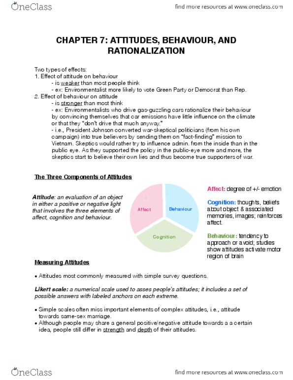 PSY220H1 Chapter Notes - Chapter 7: Cognitive Dissonance, Implicit Attitude, Joseph E. Ledoux thumbnail