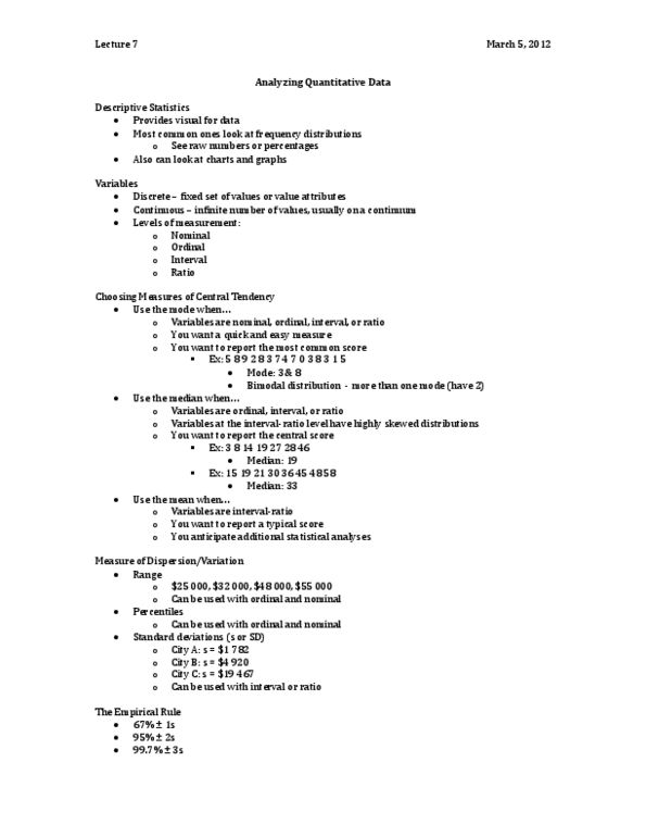 Sociology 2206A/B Lecture : Analyzing Quantitative Data thumbnail