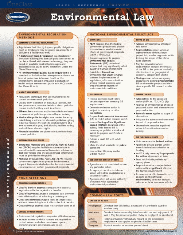 Permachart - Marketing Reference Guide: National Environmental Policy Act, Municipal Solid Waste, Criteria Air Contaminants thumbnail