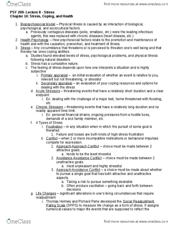 PSY 209 Lecture Notes - Lecture 8: Autonomic Nervous System, Learned Helplessness, Adrenal Gland thumbnail