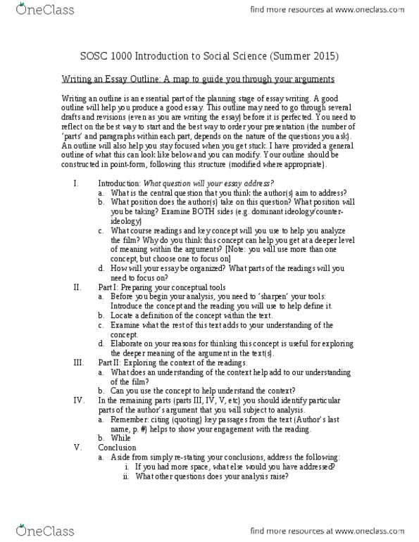 SOSC 1000 Lecture 2: Writing an Essay Outline SOSC 1000 S (1).doc thumbnail