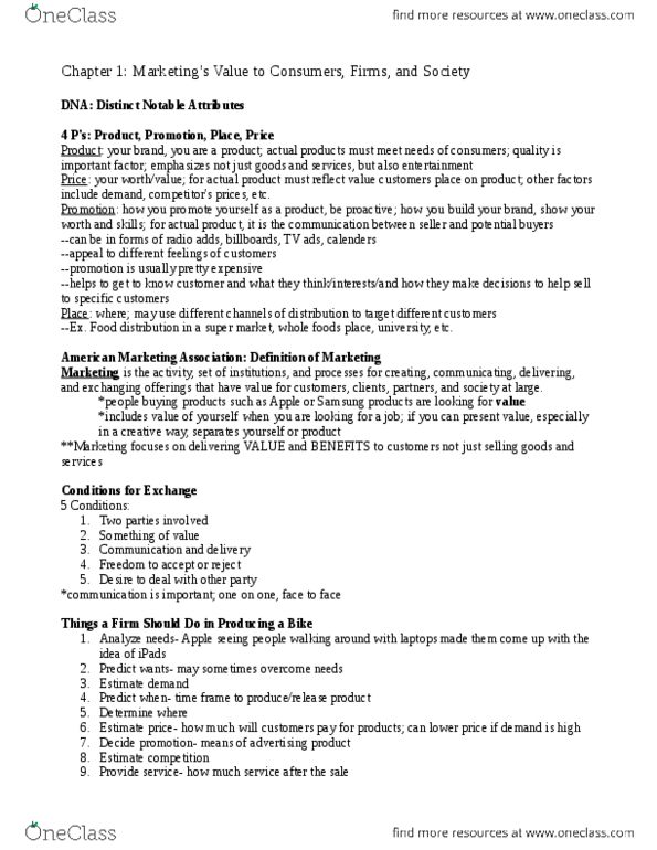 MKT 320F Lecture Notes - Lecture 1: Burton Snowboards, American Marketing Association, Marketing thumbnail