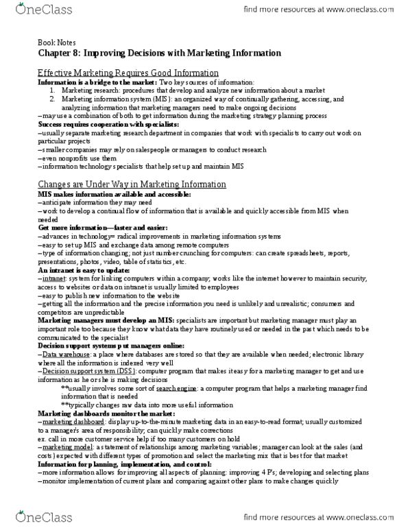 MKT 320F Chapter Notes - Chapter 8: Portable People Meter, List Of Statistical Packages, Contingency Table thumbnail