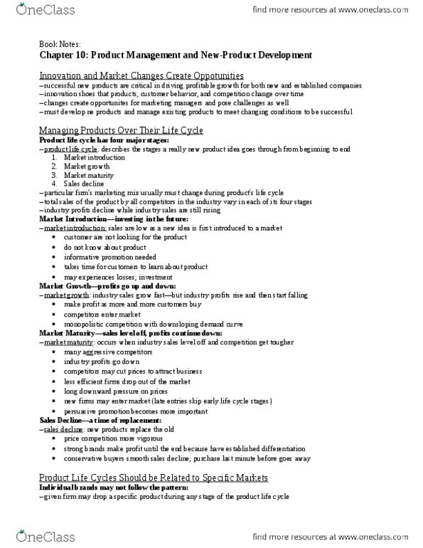 MKT 320F Chapter Notes - Chapter 10: Swot Analysis, U.S. Consumer Product Safety Commission, Total Quality Management thumbnail