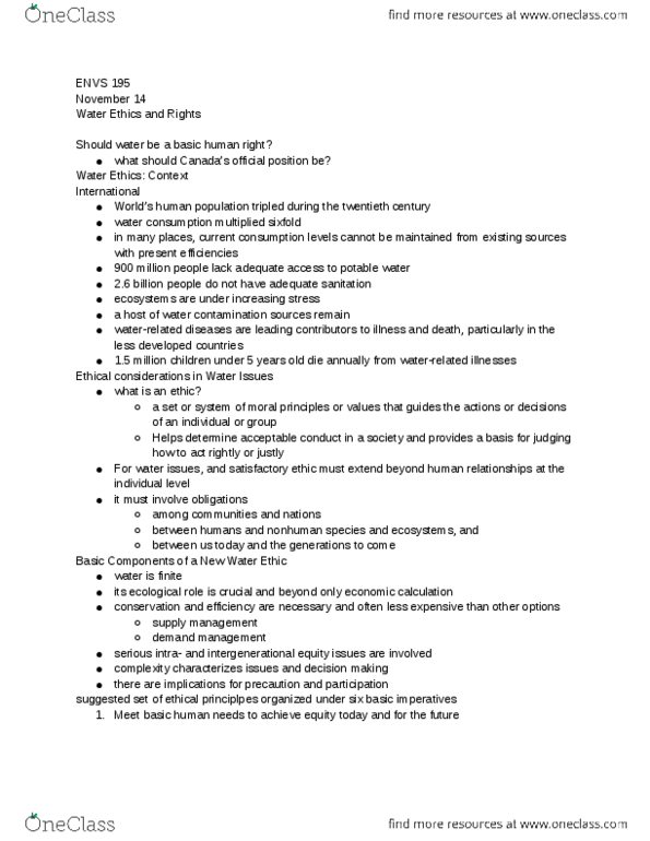 ENVS195 Lecture Notes - Lecture 13: United Nations General Assembly, North American Free Trade Agreement, Intergenerational Equity thumbnail