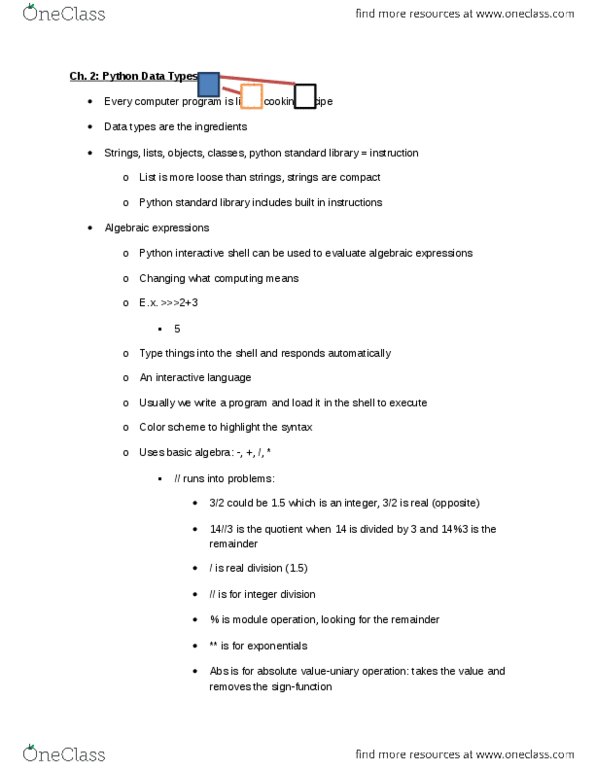 COMPSCI 1MD3 Lecture Notes - Lecture 2: Information Hiding, Code Reuse, Infix Notation thumbnail