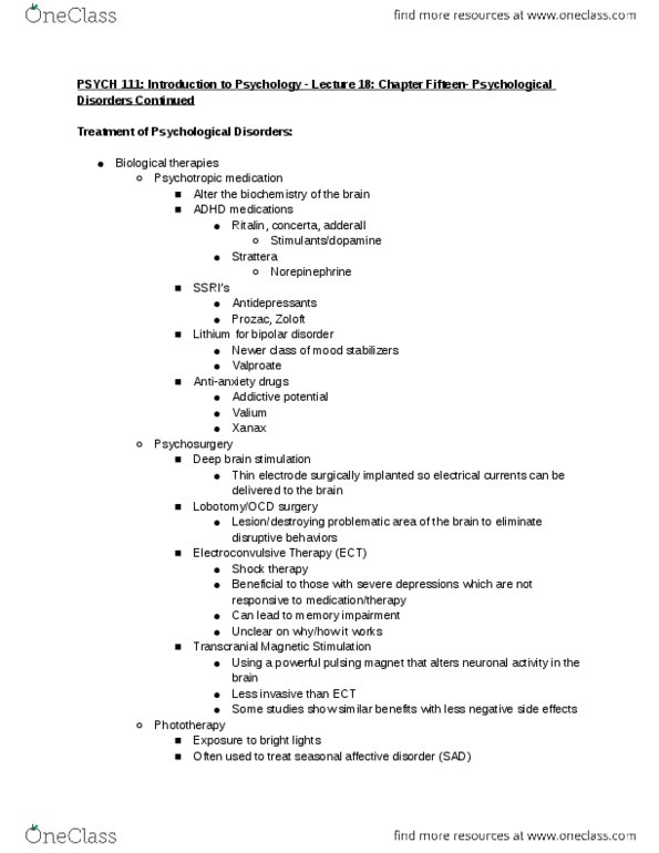 PSYCH 111 Lecture Notes - Lecture 18: Unconditional Positive Regard, Systematic Desensitization, Identified Patient thumbnail