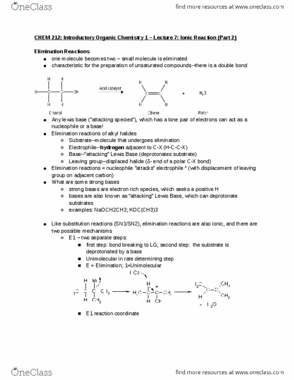 CHEM 212 Lecture Notes - Lecture 7: Methyl Group, Reagent, Weak Base thumbnail
