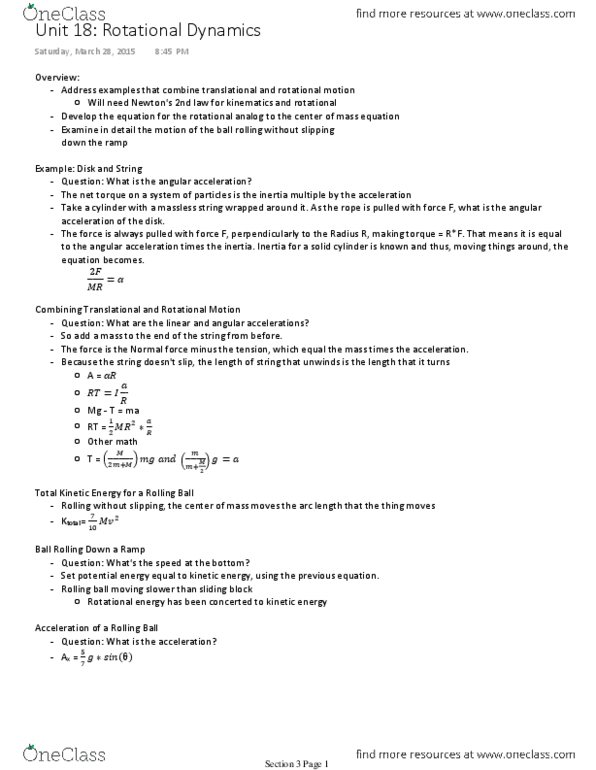 PHYS 211 Lecture 18: Unit 18 Rotational Dynamics.pdf thumbnail