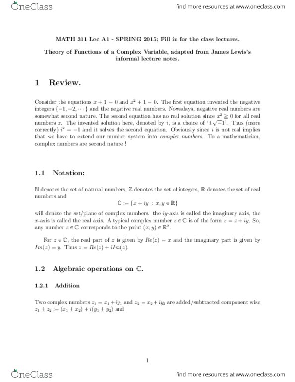 MATH253 Chapter Notes - Chapter 1-24: Complex Conjugate, International Polar Year thumbnail
