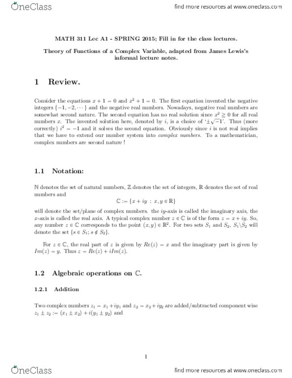MATH253 Chapter Notes - Chapter 1-24: Complex Conjugate, International Polar Year thumbnail