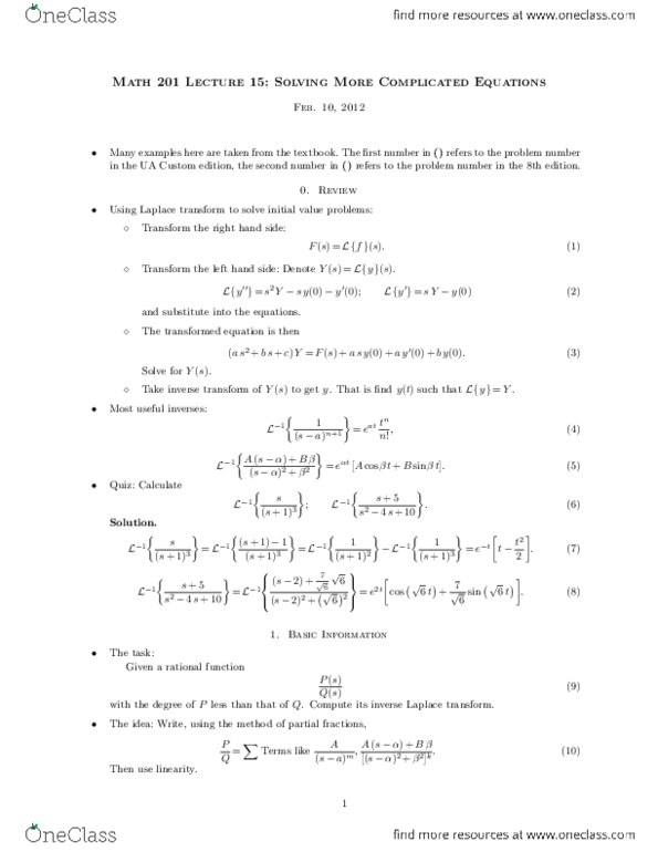 MATH201 Lecture Notes - Lecture 15: Partial Fraction Decomposition, Horse Length, Gaussian Elimination thumbnail