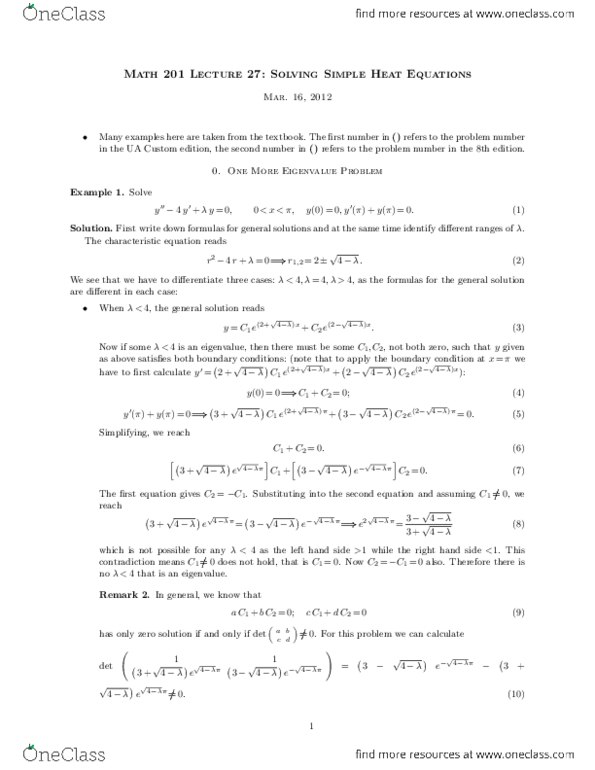 MATH201 Lecture 25: 25. Solving Simple Heat Equations.pdf thumbnail