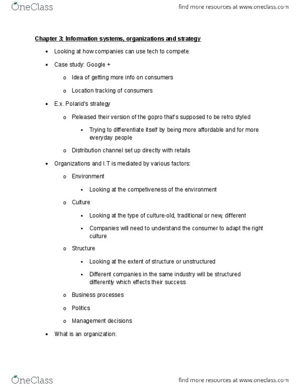 COMMERCE 2KA3 Lecture Notes - Lecture 3: Outsourcing, 2Gb, Information System thumbnail