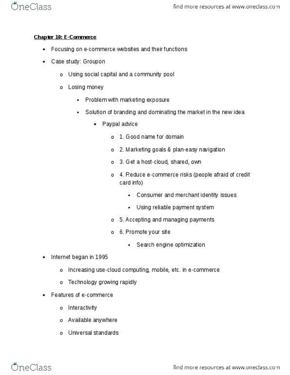 COMMERCE 2KA3 Lecture Notes - Lecture 10: Unstructured Data, Data Mining, Outsourcing thumbnail