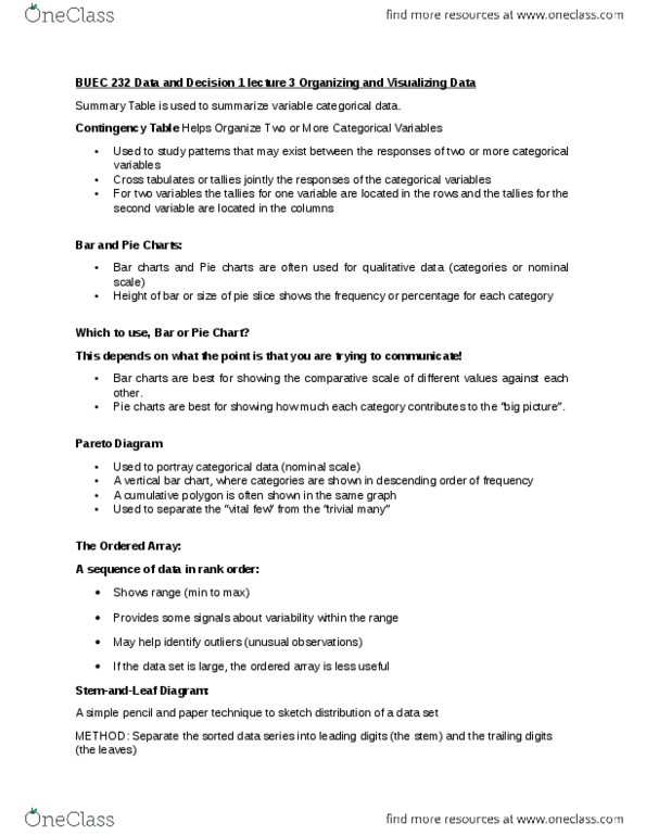 BUEC 232 Lecture Notes - Lecture 3: Histogram, Ogive, Bar Chart thumbnail