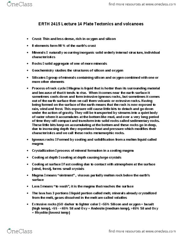 ERTH 2415 Lecture Notes - Lecture 14: Internal Resistance, Subduction, Plate Tectonics thumbnail