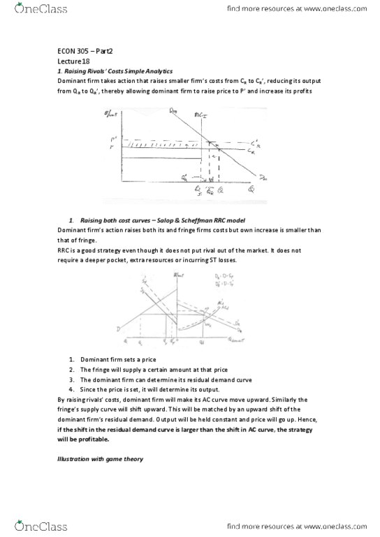 ECON 305 Lecture Notes - Lecture 18: Predatory Pricing, Demand Curve thumbnail