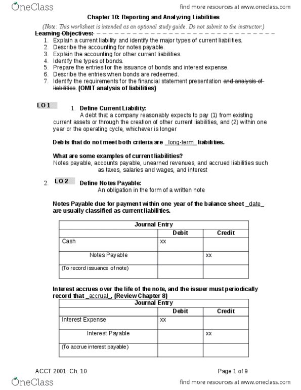 ACCT 2001 Lecture Notes - Lecture 10: Accounts Payable, Promissory Note, Accrued Interest thumbnail