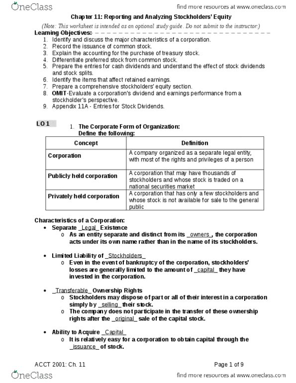 ACCT 2001 Lecture Notes - Lecture 11: Promissory Note, Net Income, Investment thumbnail