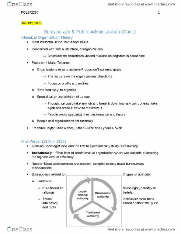 POLS 2250 Lecture Notes - Lecture 7: Civil Service Commission, Elton Mayo, Hawthorne Effect thumbnail