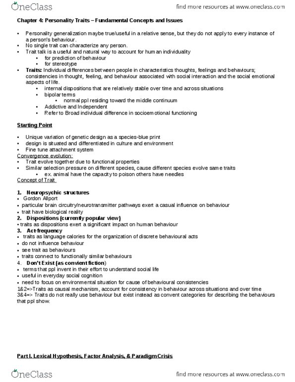 PSYB30H3 Chapter Notes - Chapter 4: Fundamental Attribution Error, Walter Mischel, Face Validity thumbnail