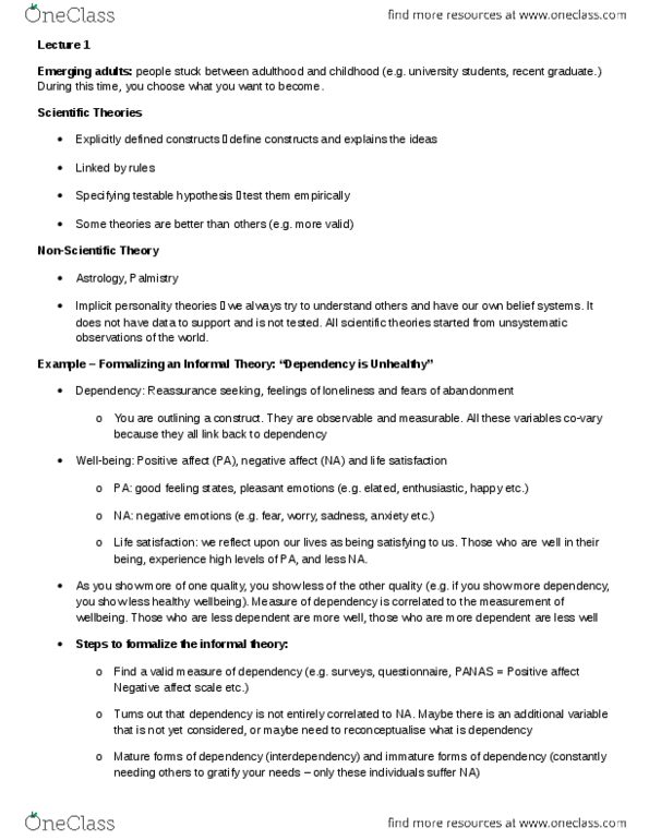 PSYB30H3 Lecture Notes - Lecture 1: Falsifiability, Palmistry, Life Satisfaction thumbnail