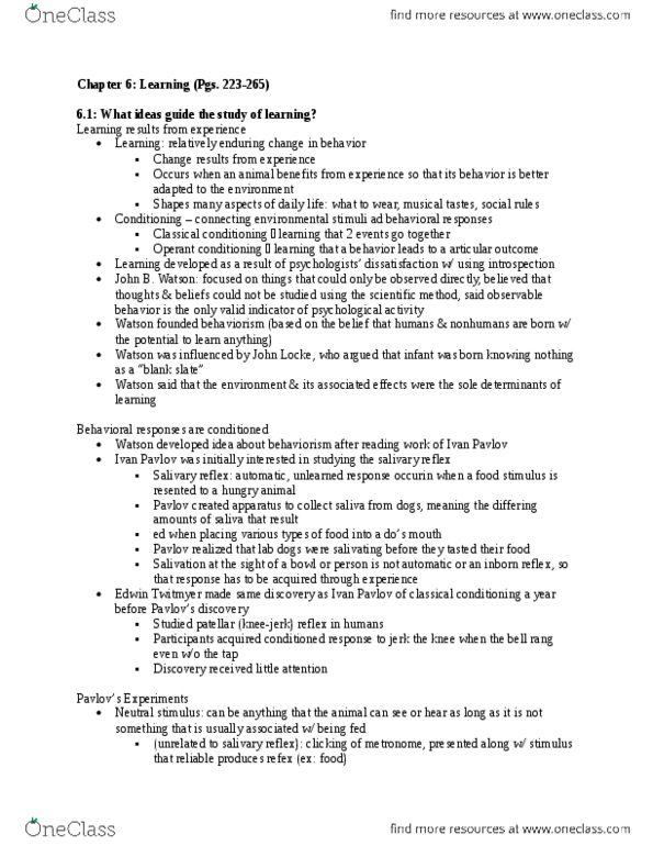 PSYCH-UA 1 Chapter Notes - Chapter 6: Slot Machine, Corporal Punishment, Neurotransmitter thumbnail