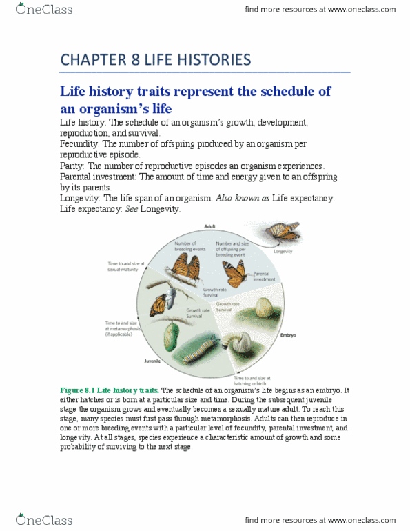 BIO205H5 Chapter Notes - Chapter 8: Semelparity And Iteroparity, Senescence, Photoperiodism thumbnail