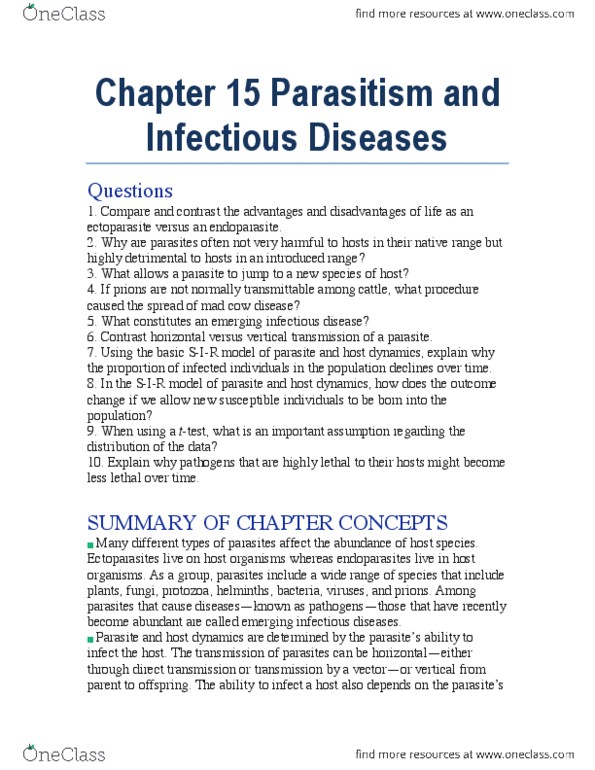 BIO205H5 Chapter 15: Parasitism and Infectious Diseases thumbnail