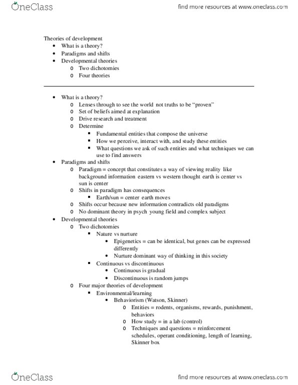 PSYC 2700 Lecture Notes - Lecture 1: Behaviorism thumbnail