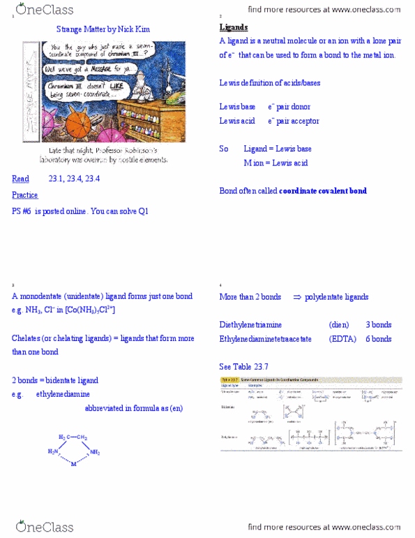 CHEM102 Lecture Notes - Lecture 20: Coordinate Covalent Bond, Diethylenetriamine, Denticity thumbnail