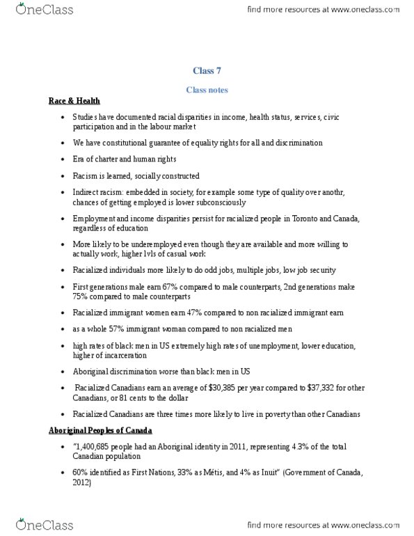 SOC 506 Lecture Notes - Lecture 7: Indian Register, Indian Act, Northern Canada thumbnail