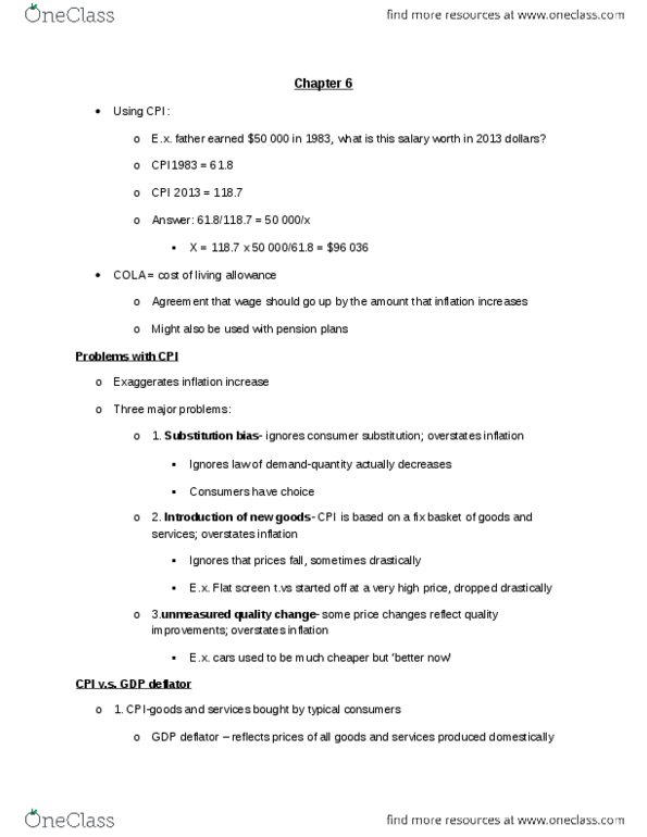 ECON 1BB3 Lecture Notes - Lecture 6: Gdp Deflator, Interest Rate, Real Interest Rate thumbnail