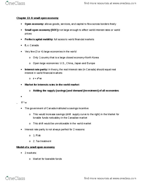 ECON 1BB3 Lecture Notes - Lecture 14: Interest Rate Parity, Real Interest Rate, Loanable Funds thumbnail