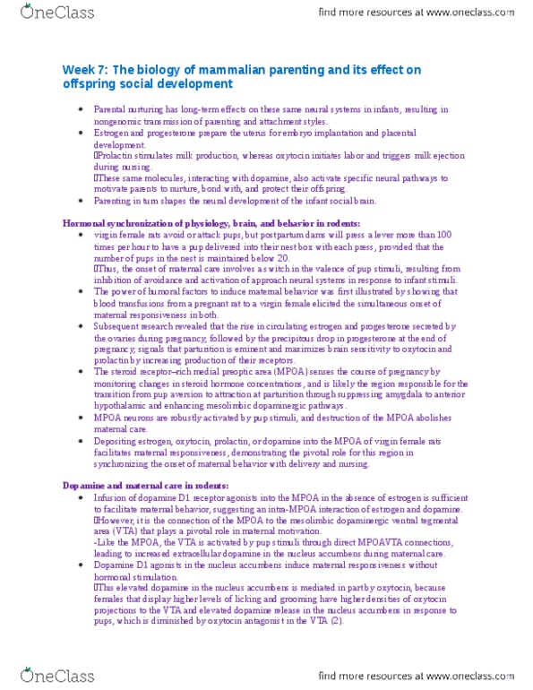 PSYC23H3 Lecture Notes - Lecture 8: Dopamine Receptor D1, Nucleus Accumbens, Prefrontal Cortex thumbnail