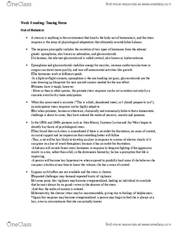 PSYC23H3 Lecture Notes - Lecture 4: Locus Coeruleus, Sympathetic Nervous System, Vagus Nerve thumbnail