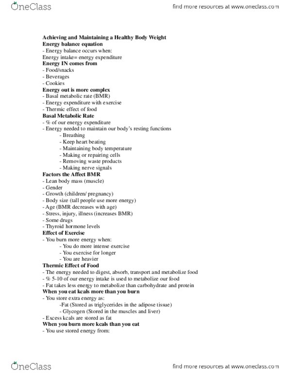 NUTR 1010 Lecture Notes - Lecture 9: Dual-Energy X-Ray Absorptiometry, Glycogen thumbnail