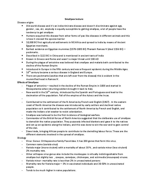 HLTB21H3 Lecture : Smallpox lecture.docx thumbnail