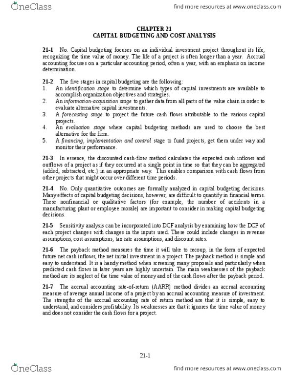 FIN2120 Lecture Notes - Lecture 21: Net Present Value, Earnings Before Interest And Taxes, Payback Period thumbnail