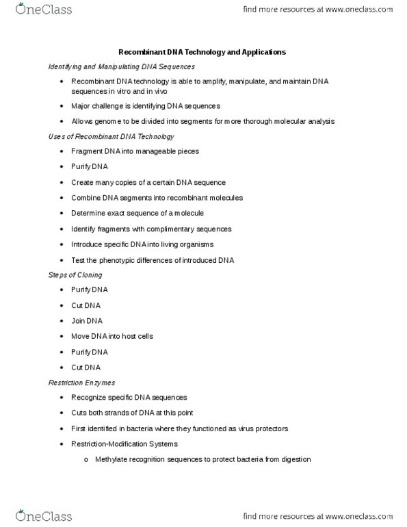 BI226 Lecture Notes - Lecture 14: Multiple Cloning Site, Plasmid, Polyacrylamide Gel Electrophoresis thumbnail