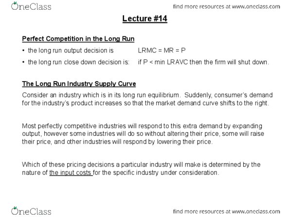 ECON201 Lecture Notes - Lecture 14: Factor Cost, Economic Equilibrium, Demand Curve thumbnail