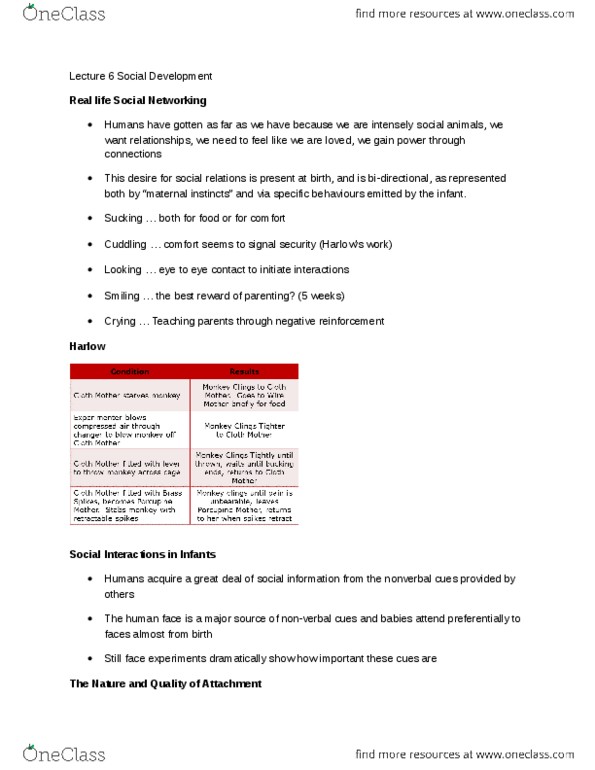 PSYA02H3 Lecture Notes - Lecture 3: Reinforcement, Mary Ainsworth thumbnail