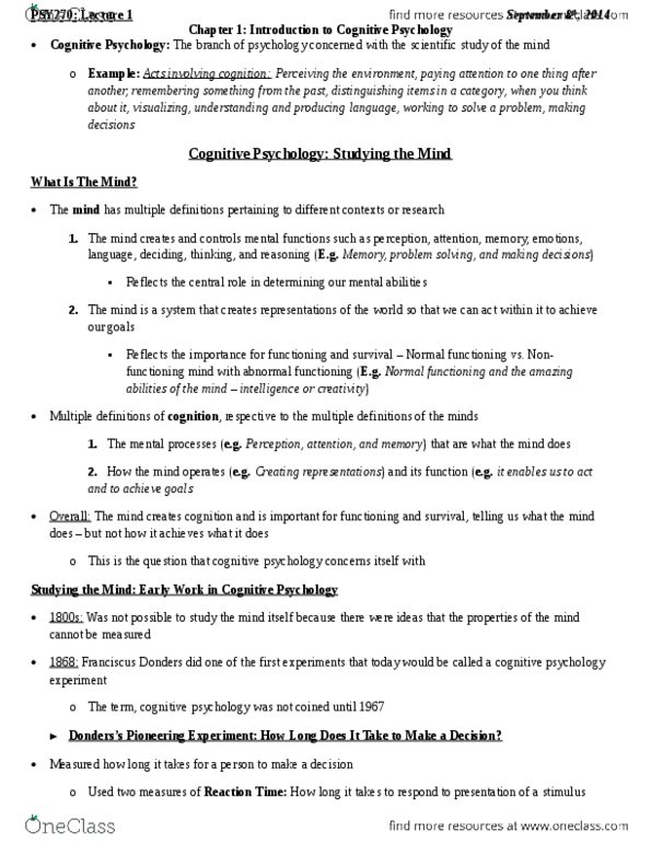 PSYB57H3 Lecture Notes - Lecture 1: Cognitive Psychology, Wilhelm Wundt, Hal Light Utility Helicopter thumbnail