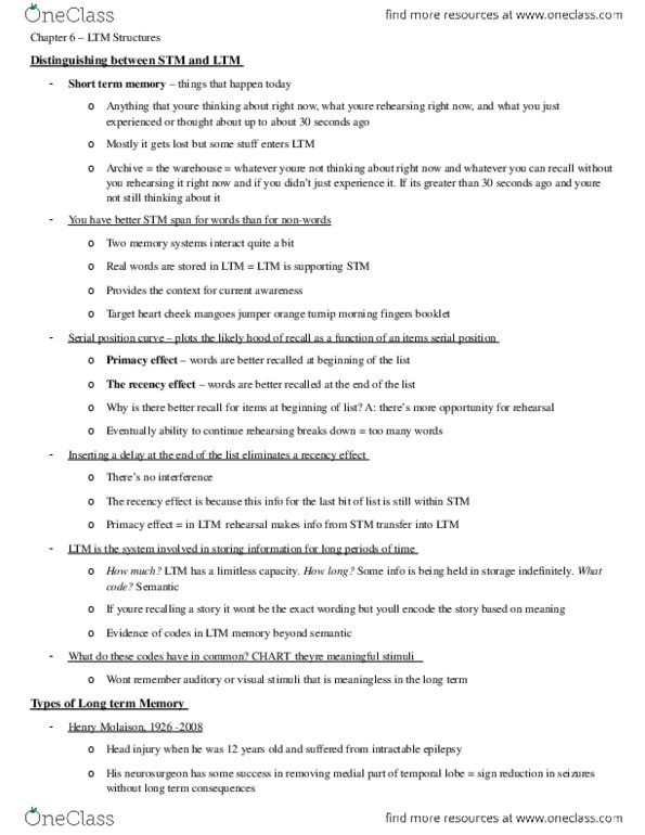 PSYB57H3 Lecture Notes - Lecture 6: Neurosurgery thumbnail