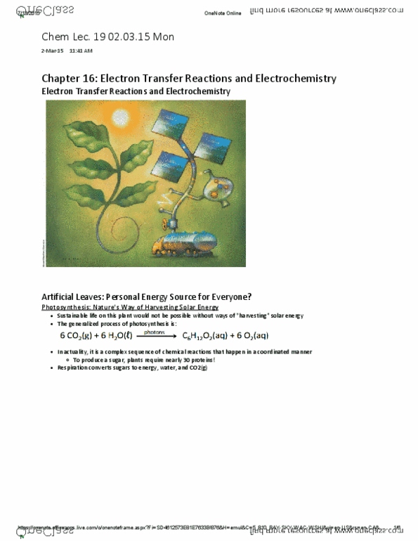 CHMA11H3 Lecture 19: Chem Lec. 19 Chapter 16 - Electron Transfer Reactions and Electrochemistry 02.03.15 Mon thumbnail