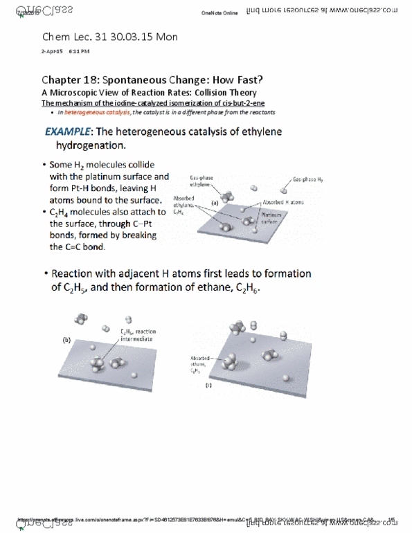 CHMA11H3 Lecture 31: Chem Lec. 31 Chapter 18 - Spontaneous Change - How Fast 30.03.15 Mon thumbnail