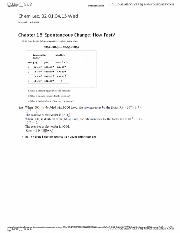 CHMA11H3 Lecture 33: Chem Lec. 32 Chapter 18 - Spontaneous Change - How Fast 01.04.15 Mon thumbnail
