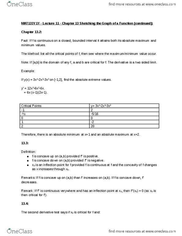 MAT133Y1 Lecture Notes - Lecture 11: Inflection Point, Word Problem For Groups, Asymptote thumbnail