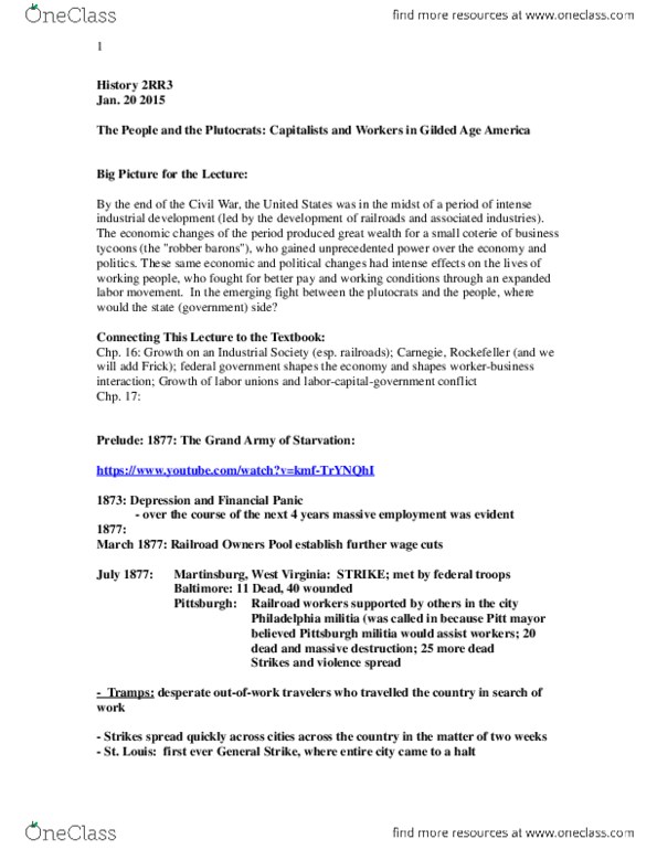 HISTORY 2RR3 Lecture Notes - Lecture 5: Martinsburg, West Virginia, Homestead Acts, Fourteenth Amendment To The United States Constitution thumbnail